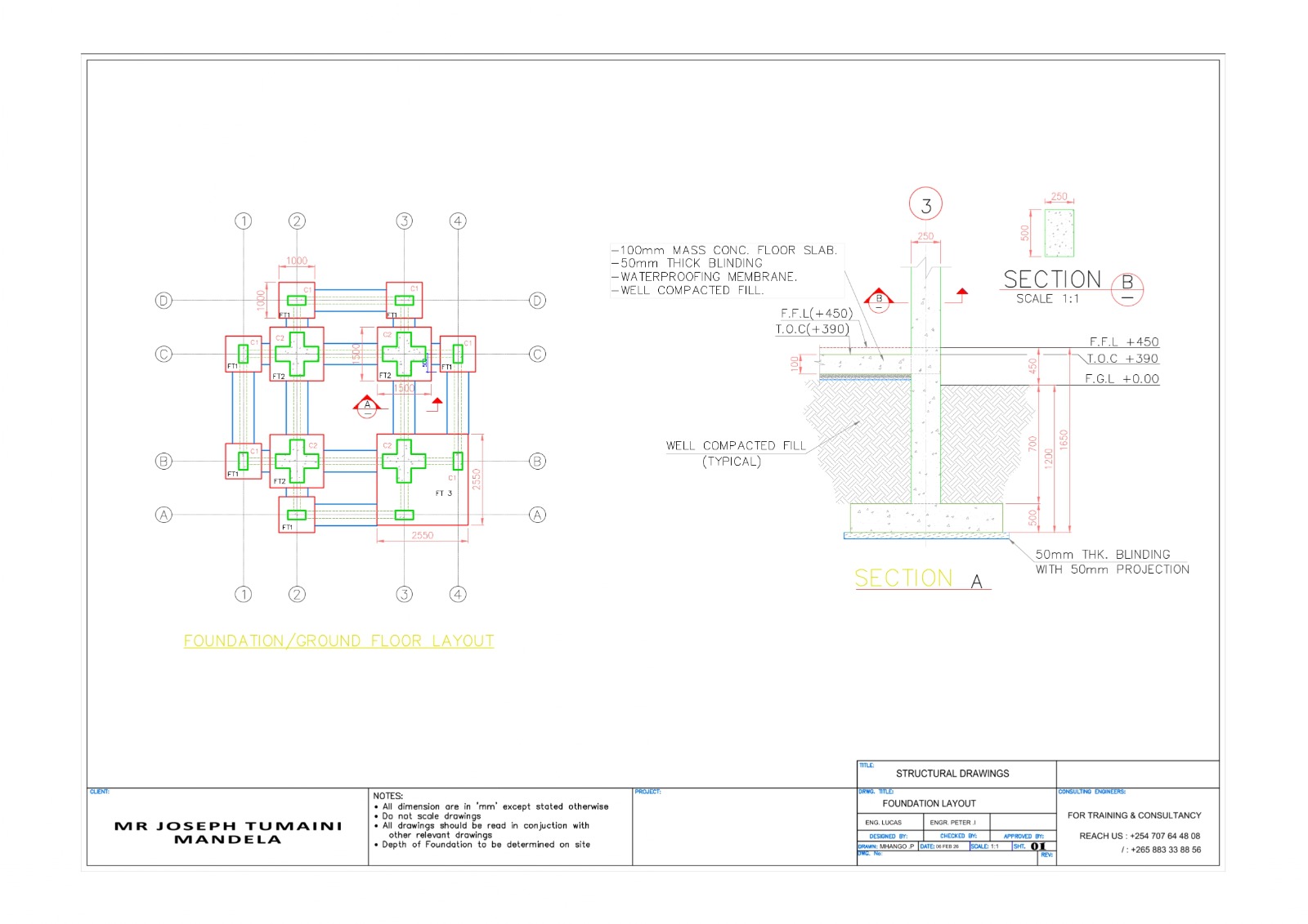 Illustration of a framed structure with beams, columns, and drawings